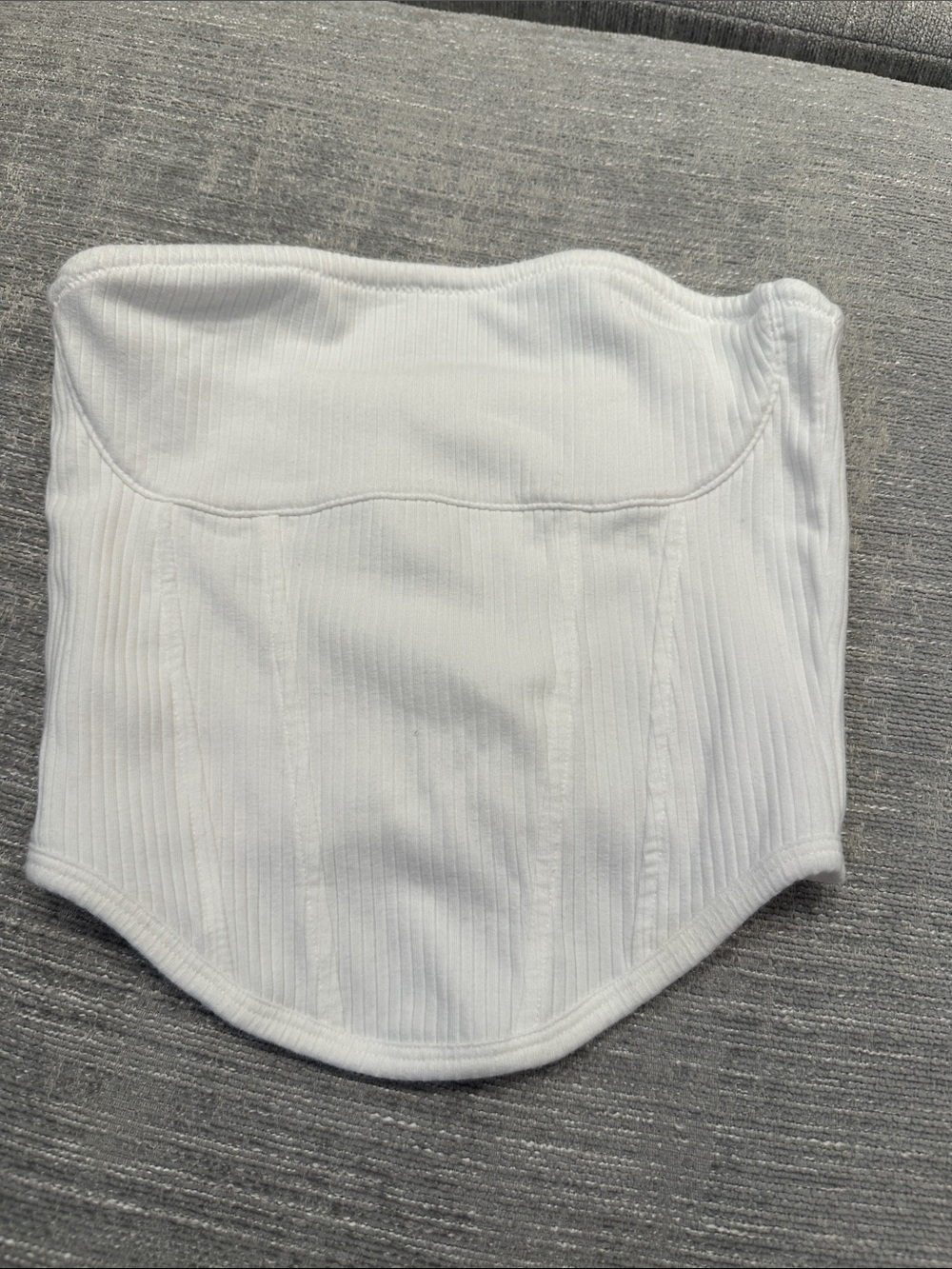 PINK Victoria's Secret White Strapless Ribbed Corset Top - Picture 1 of 3